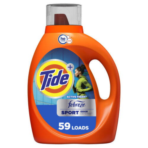 Tide Plus Febreze Sport Odor Defense HE Turbo Clean Liquid Laundry Detergent, 84 fl oz, 54 loads