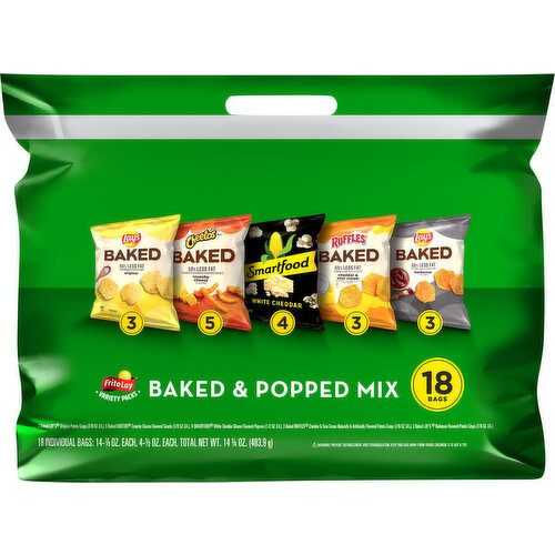 Frito-Lay Baked & Popped Mix, Assorted, Variety Packs, 18 Pack