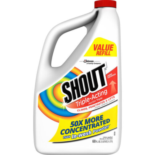 Shout Laundry Stain Remover, Triple-Acting, Value Refill