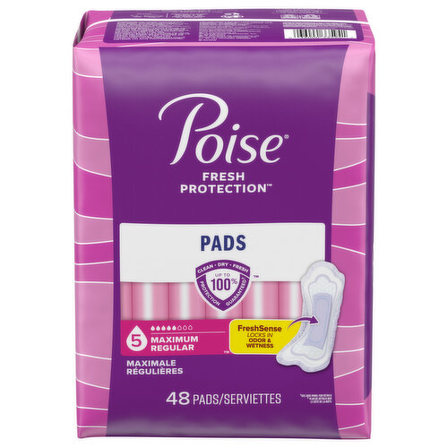 Poise Pads, Maximum, Regular Length