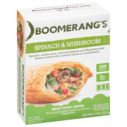 Boomerang's Pie, Spinach & Mushroom