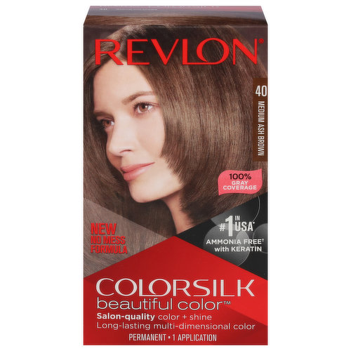 Revlon Colorsilk Beautiful Color Permanent Hair Color, Medium Ash Brown 40