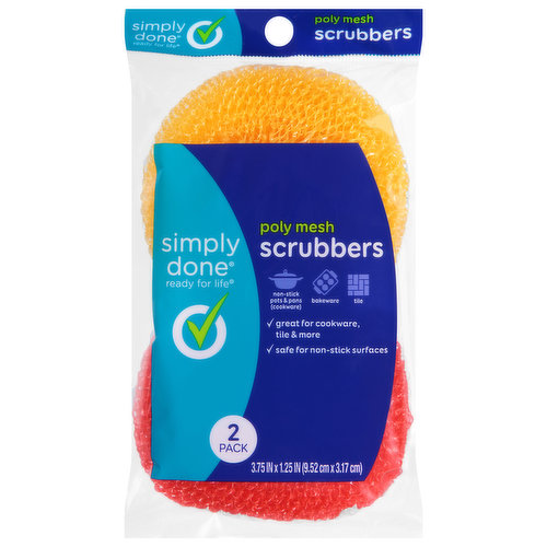 Simply Done Scrubbers, Poly Mesh, 2 Pack