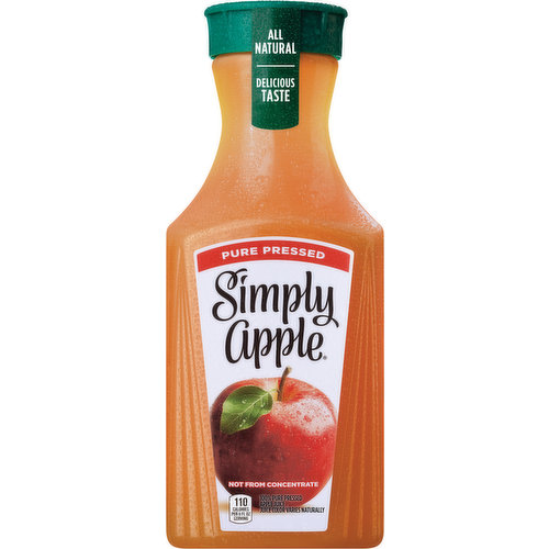 Crisp, fresh-tasting apple juice. Thats exactly what Simply Apple delivers. 
 
With Simply Apple, our number-one goal is to take the amazing taste of a freshly picked, perfectly ripe apple and bring it to you in a bottle. Made with 100% apple juice thats never from concentrate and never sweetened. Its how we ensure that crisp apple juice taste is nothing less than irresistible.

Simply Apple delivers on the delicious and fresh taste you want from apple juice without overcomplicating it. What you see is what you get. In fact, Simply juices and juice drinks always have the Fresh Taste Guarantee. Plus, its all-natural without GMOs.

With Simply Apple, the difference is clear. Clear enough that you can see the all-natural ingredients inside. Because with Simply, theres nothing to hide.