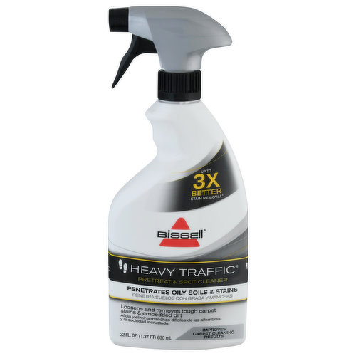 Up to 3x better stain removal (When deep cleaning tough stains like dirty motor oil, jelly and gravy). Penetrates oily soils & stains. Loosens and removes tough carpet stains & embedded dirt. Improves carpet cleaning results. Improves stain removal on tough stains like: Dirty motor oil; Gravy; Make-up; Jelly; Coffee; Ground in dirt; And more!. This product does not contain phosphates. Contains no harsh chemicals or solvents. Please separate and recycle. Shrink sleeve, trigger sprayer.