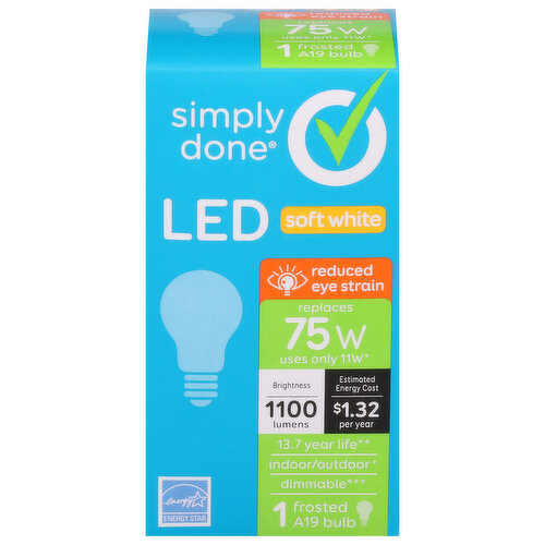 Simply Done Light Bulb, LED, Soft White, 11 Watts