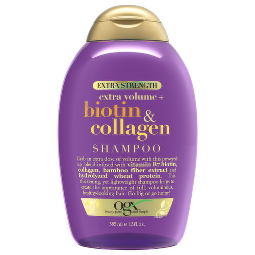 Ogx Shampoo, Extra Volume + Biotin & Collagen, Extra Strength