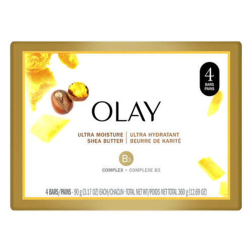 Olay Bar Soap, Ultra Moisture Shea Butter, 4 Pack