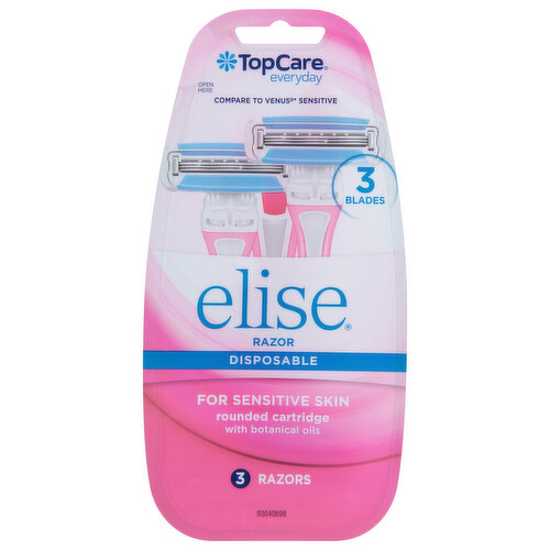 TopCare Razors, Disposable, Elise, 3 Blades