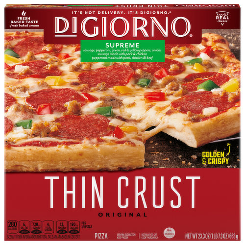 DiGiorno Pizza, Original, Thin Crust, Supreme