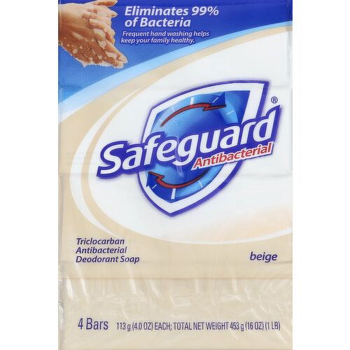 Safeguard Deodorant Soap, Triclocarban Antibacterial, Beige