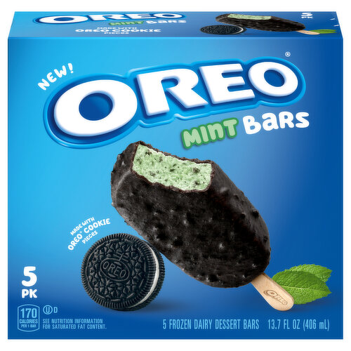 Oreo Frozen Dairy Dessert Bars, Mint, 5 Pack