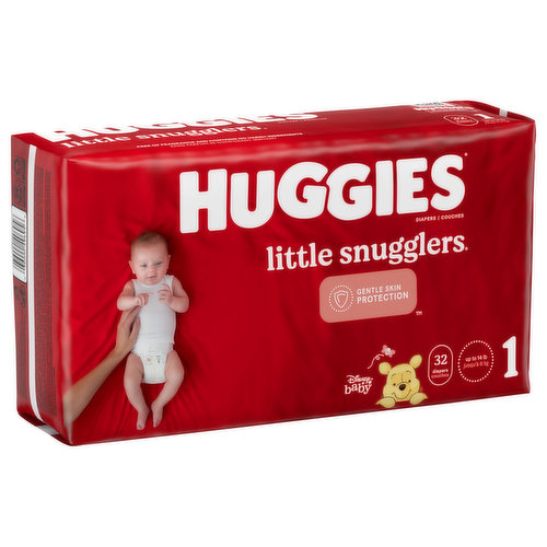 Huggies Little Snugglers Diapers, Disney Baby, 1 (Up to 14 lb) - 32 diapers