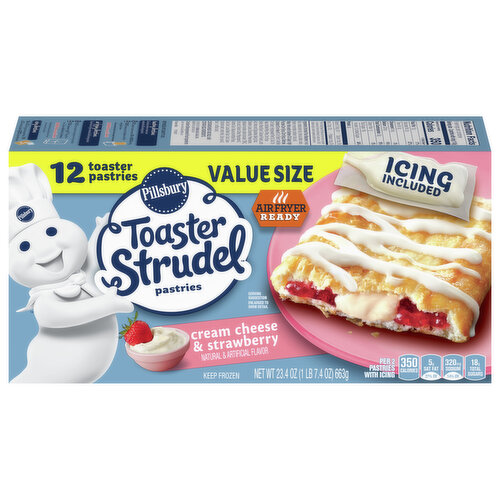 Pillsbury Pastries, Cream Cheese and Strawberry, Toasted Strudel, Value Siexe