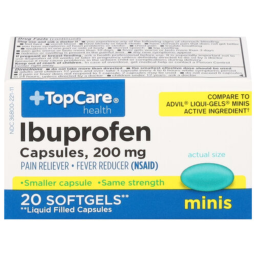 TopCare Ibuprofen, 200 mg, Minis, Softgels