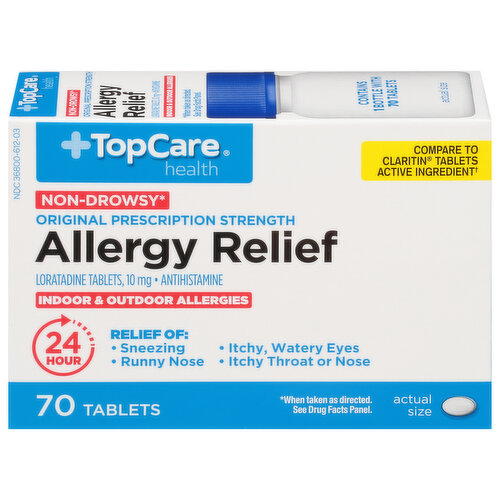 TopCare Allergy Relief, Original Prescription Strength, 10 mg, Non-Drowsy, Tablets