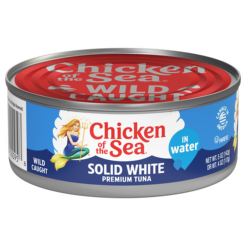 Chicken of the Sea Tuna, in Water, Solid White, Premium, Wild Caught