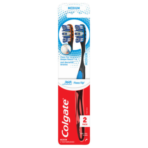 Colgate Toothbrushes, Medium, 2 Pack