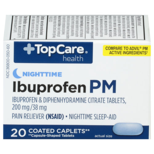 TopCare Ibuprofen PM, Nighttime, Coated Caplets
