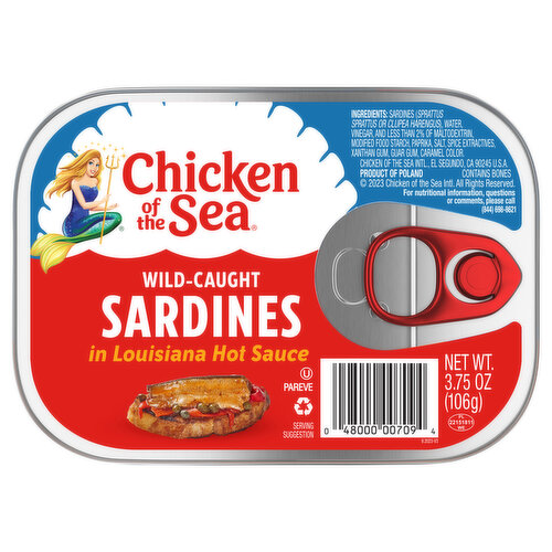 Chicken of the Sea Sardines, in Louisiana Hot Sauce, Wild Caught