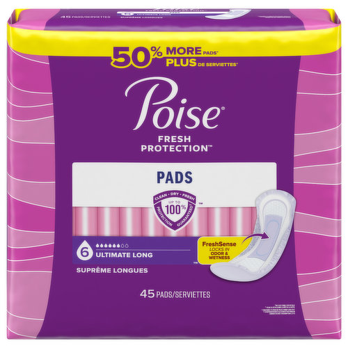 Poise - Poise, Pads, Ultra Thin, 6 (Ultimate Absorbency), Regular