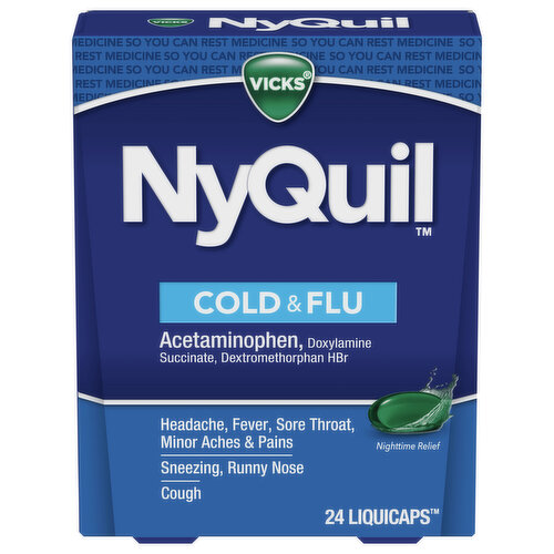 Vicks Cold & Flu, Nighttime Relief, Liquicaps