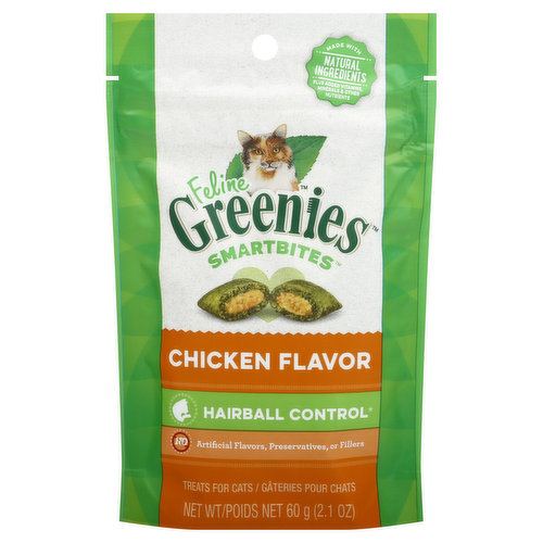 Greenies Treats for Cats, Chicken Flavor, Hairball Control