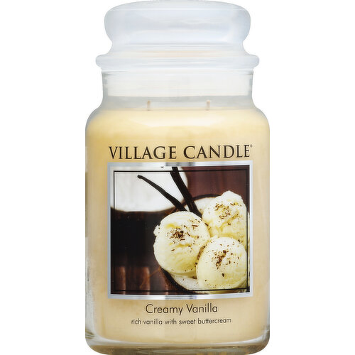 Village Candle Candle, Creamy Vanilla, Premium Jar