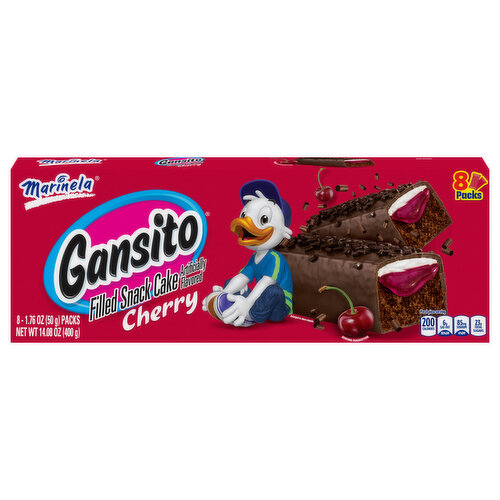 Marinela Snack Cake, Cherry, Filled, 8 Packs