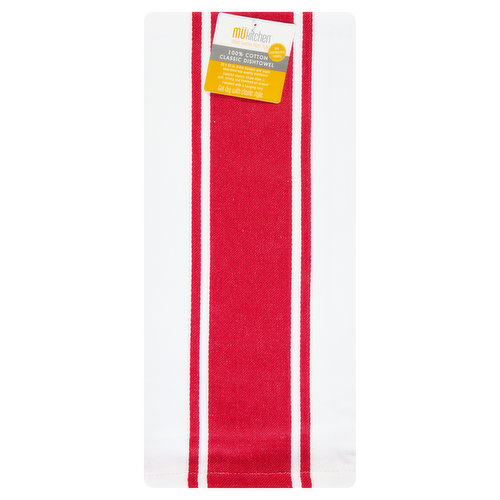 MUkitchen Dishtowel, 100% Cotton, Classic, Crimson