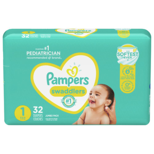 Pampers Diapers, Size 1 (8-14 lb), Jumbo Pack