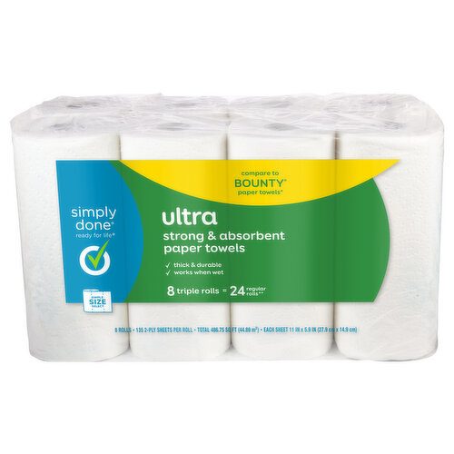 Simply Done Paper Towels, Simple Size Select, Ultra, 2 Ply