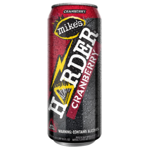Flavored ale. Premium malt beverage with natural flavors and certified colors. Crafted to remove gluten. Mike's Harder is fermented from grains that contain gluten and crafted to remove gluten, the gluten content cannot be verified and this product may contain gluten. Mike's is hard. So is prison. Don't drink until you are 21. www.mikesharder.com. For more information on how Mike's is crafted to remove gluten, go to mikesharder.com. All aluminum. Please recycle. 8% alc/vol. 16 Made by Mike's Lemonade Co., Rochester, NY, Memphis, TN and La Crosse, WI.