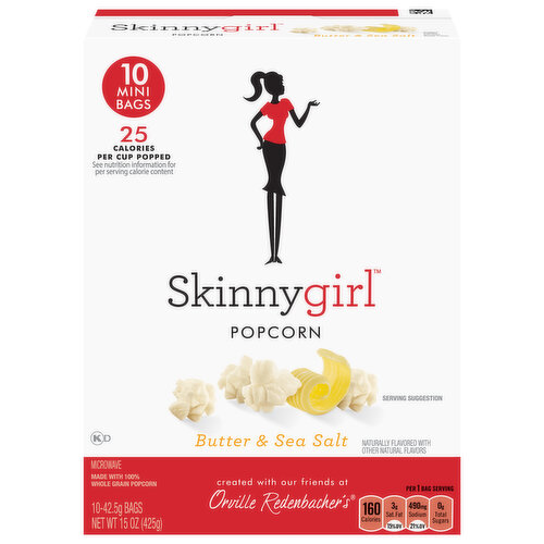 Skinnygirl Popcorn, Butter & Sea Salt, Mini Bags