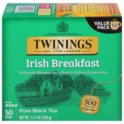 Twinings Black Tea, Irish Breakfast, Bags, Value Pack
