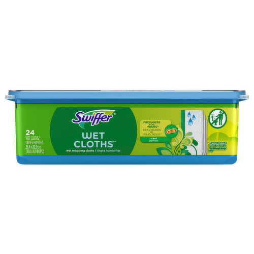Swiffer Sweeper Wet mop textured cloths trap and lock dirt deep in cloth. They are safe to use on all finished floors* and have a scrubbing strip to remove tough spots. *Do not use on unfinished, oiled or waxed wooden boards, non-sealed tiles or carpeted floors because they may be water sensitive.