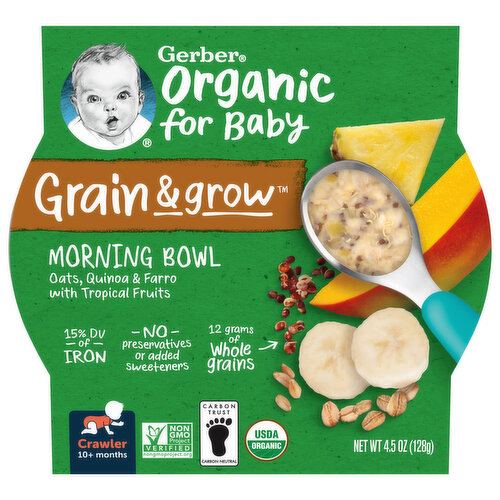 Gerber Morning Bowl, Oats, Quinoa & Farro with Tropical Fruits, Grain & Grow, Crawler (10+ Months)