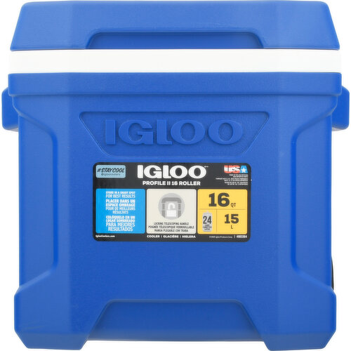 Igloo Cooler, Roller, Profile II, Blue, 16 Quart