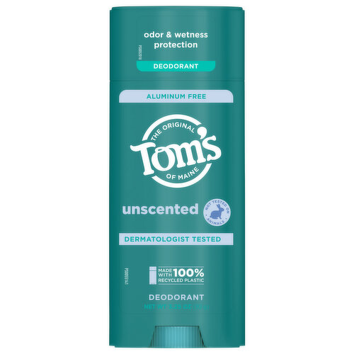 Tom's of Maine Deodorant, Unscented, Aluminum Free