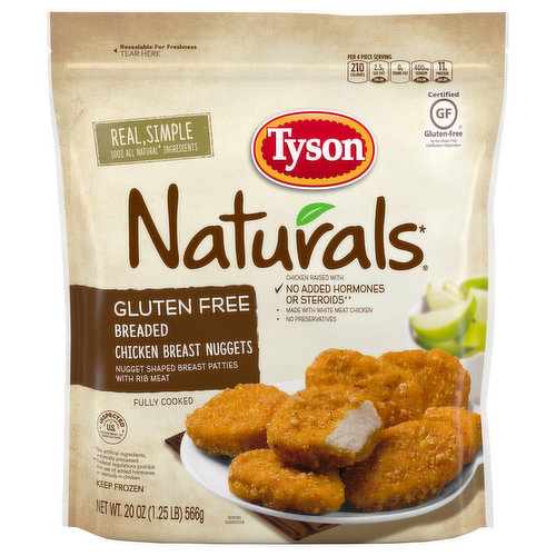 Tyson Tyson Naturals Gluten Free Breaded Chicken Breast Nuggets, 20 oz. (Frozen)