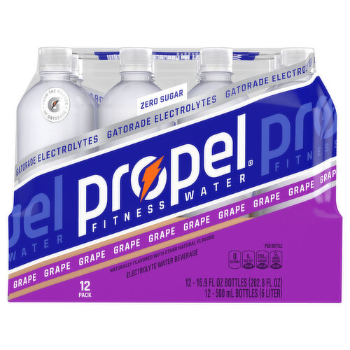 Propel Electrolyte Water Beverage, Grape, 12 Pack