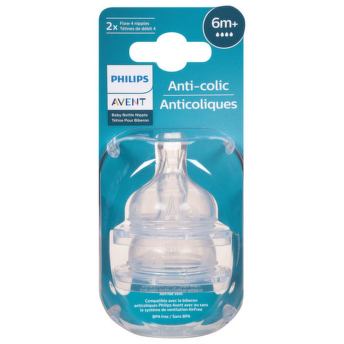 Philips Baby Bottle Nipple, Anti-Colic, 6+ Months