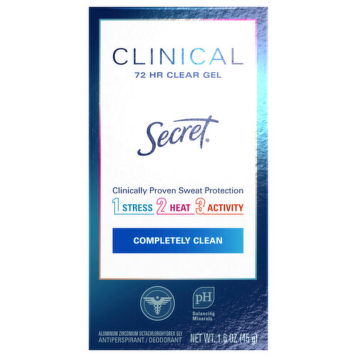 Secret Antiperspirant/Deodorant, Completely Clean, 72 HR, Clear Gel