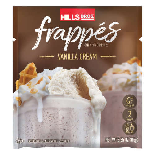 Naturally & artificially flavored. Gluten free. 2 servings. Cold/hot. At home, it's Hills Bros. www.hillsbros.com.