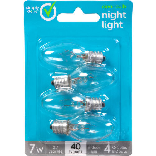 Simply Done Light Bulb, Night Light, Clear Bulb, 7 Watts