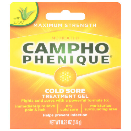 Campho Phenique Cold Sore Treatment Gel, Maximum Strength, Medicated