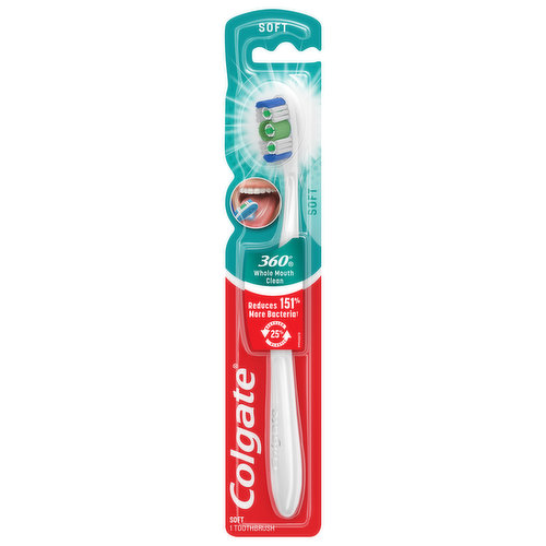 Toothbrush, 360 Degrees, Soft, White