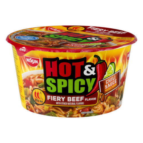 Nissin Nissin Hot & Spicy Ramen Noodle Soup Fiery Beef