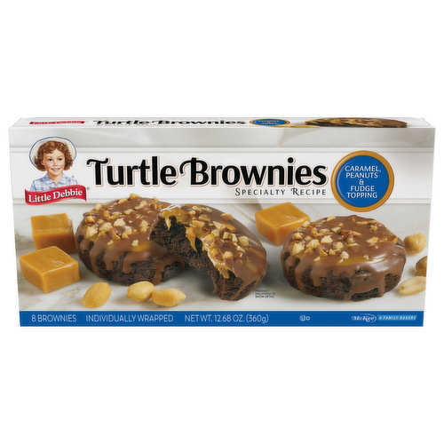 Little Debbie Turtle Brownies, Specialty Recipe, Caramel, Peanuts & Fudge Topping