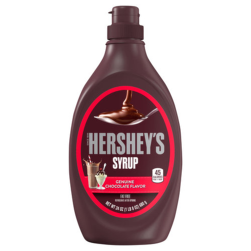 Genuine chocolate flavor packed in the classic bottle of HERSHEY'S Chocolate Syrup can do no wrong. Want to add it to your milk, hot cocoa and coffee, or drizzle it over your brownies and cakes, or use it to make chocolate floats and sundaes? No matter what you're making or who is at your gathering, pop open the lid, then squeeze, swirl, dot or drizzle the syrup onto some of your favorite drinks and desserts. Squeeze the syrup onto your ice cream sundaes as a tasty topping or stir it into a cold glass of milk chocolaty milk mustaches, anyone? Do you need a little sweetness in your midday coffee to make a mocha, some extra goodness in your hot cocoa or a chocolate drizzle over your dessert? Enjoy the sweet, savory and delicious taste of chocolate syrup on everything from cakes to cookies. Put all your creative vibes down on the counter and start designing edible crafts too. HERSHEY'S Chocolate Syrup makes great holiday gifts for the bakers in your family or can help one-up your baking recipes. Once you're finished, place the bottle in the refrigerator to keep the syrup fresh.